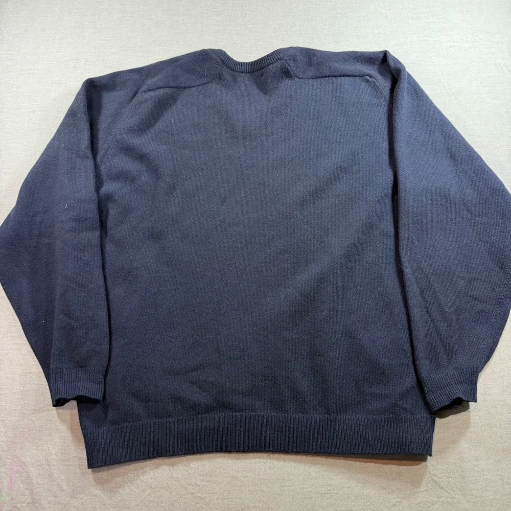 Clan Douglas V-Neck Sweater Mens Large Navy Blue Fair 100% Cashmere Scotland